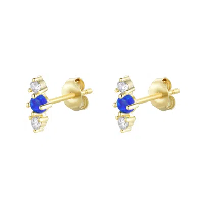 Kamaria Women's Blue Stars Align Opal Cluster Stud Earrings - Indigo
