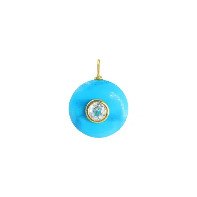 Kamaria Women's Blue Turquoise Howlite Gemstone Pendant With Topaz - Coin