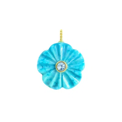 Kamaria Women's Blue Turquoise Howlite Gemstone Pendant With Topaz - Flower