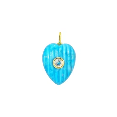 Kamaria Women's Blue Turquoise Howlite Gemstone Pendant With Topaz - Heart
