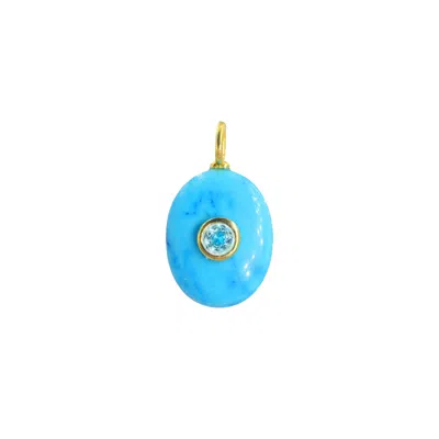Kamaria Women's Blue Turquoise Howlite Gemstone Pendant With Topaz - Small Oval