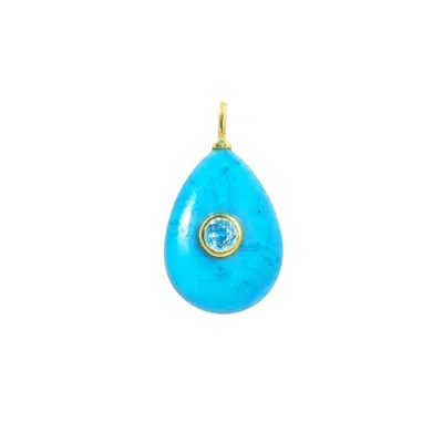 Kamaria Women's Blue Turquoise Howlite Gemstone Pendant With Topaz - Teardrop