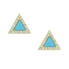 Kamaria Women's Blue Turquoise Triangle Studs In Gold