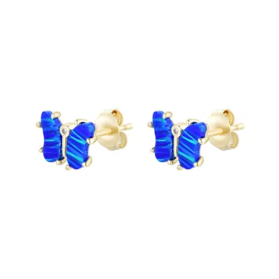 Kamaria Women's Brown Opal Butterfly Stud Earrings - Indigo