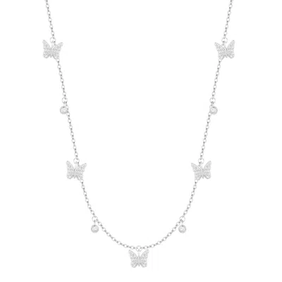 Kamaria Women's Butterfly Charm Choker Necklace - Silver In Orange