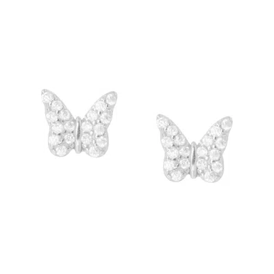 Kamaria Women's Butterfly Stud Earrings With Crystals - Silver