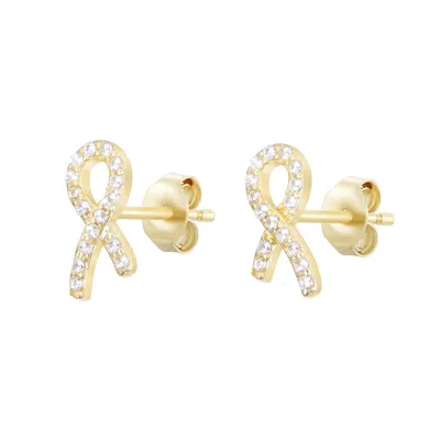 Kamaria Women's Cancer Ribbon Stud Earrings - Gold