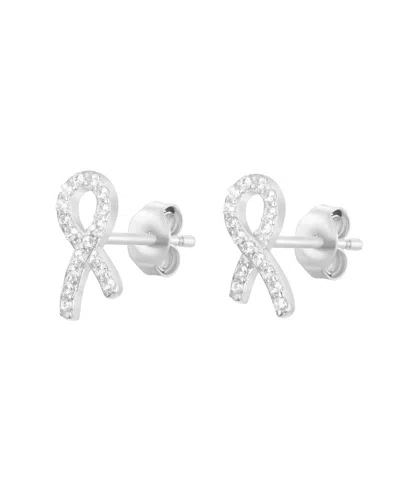 Kamaria Women's Cancer Ribbon Stud Earrings - Silver