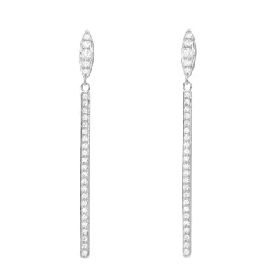 Kamaria Women's Candlestick Dangle Earrings With Crystals - Silver In White