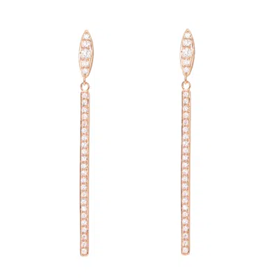 Kamaria Women's Candlestick Dangle Earrings With Crystals In Rose Gold