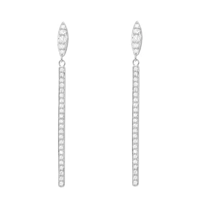 Kamaria Women's Candlestick Dangle Earrings With Crystals In Silver In Metallic