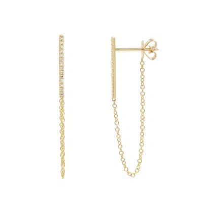 Kamaria Women's Diamond Bar Chain Earring Studs - Gold