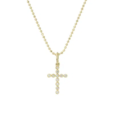 Kamaria Women's Diamond Cross Necklace In Gold Bezel - Mini