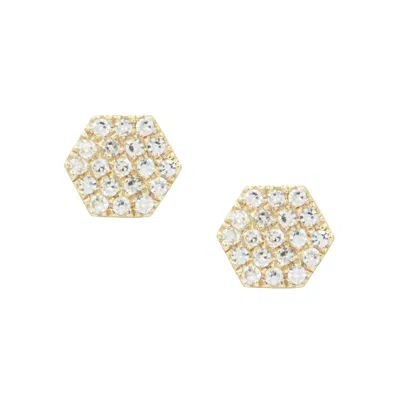 Kamaria Women's Diamond Hex Stud Earrings - Gold