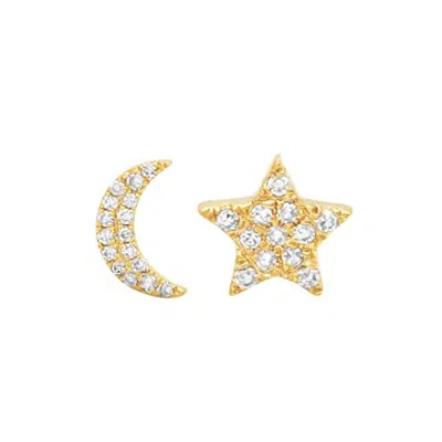 Kamaria Women's Diamond Star & Moon Stud Earrings In Gold