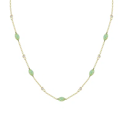 Kamaria Women's Drilled Opal Layering Necklace - Light Green
