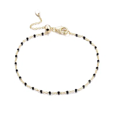Kamaria Women's Enamel Beaded Chain Bracelet - Black In Gold