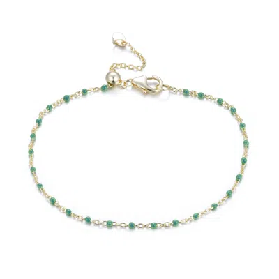 Kamaria Women's Enamel Beaded Chain Bracelet - Dark Green