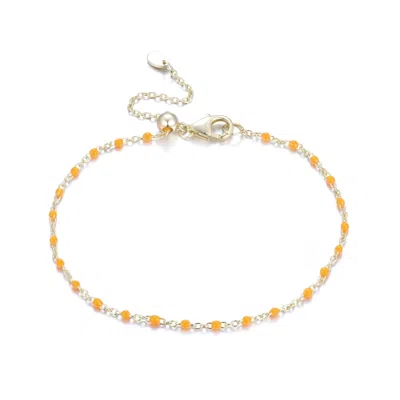 Kamaria Women's Enamel Beaded Chain Bracelet - Orange In Gold