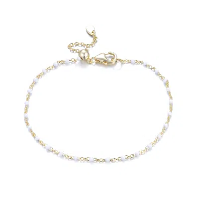 Kamaria Women's Enamel Beaded Chain Bracelet - White In Gold
