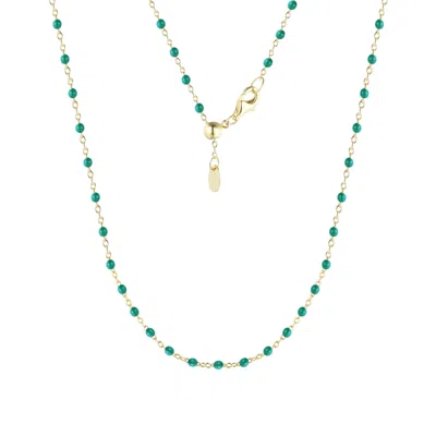 Kamaria Women's Enamel Beaded Chain Necklace - Dark Green Enamel
