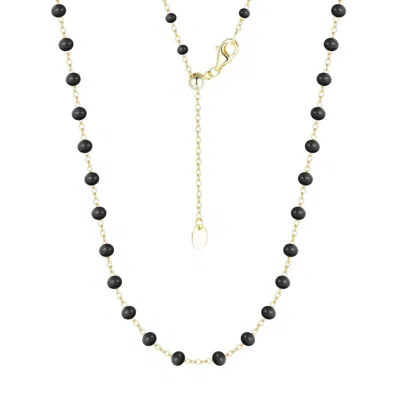 Kamaria Women's Enamel Beaded Chain Necklace - Large - Black