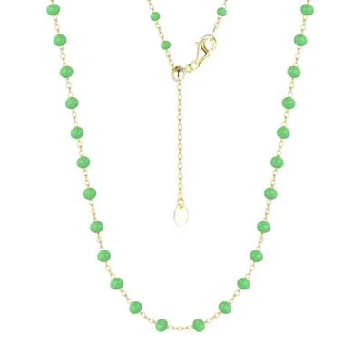 Kamaria Women's Enamel Beaded Chain Necklace - Large - Green