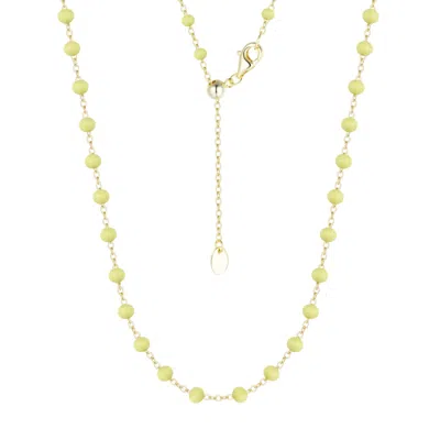 Kamaria Women's Enamel Beaded Chain Necklace - Large - Light Green