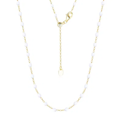 Kamaria Women's Enamel Beaded Chain Necklace - Large - White