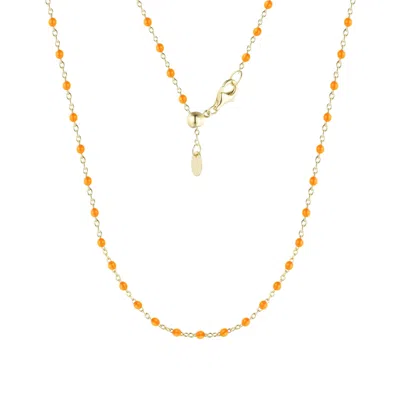 Kamaria Women's Enamel Beaded Chain Necklace - Orange Enamel