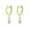 Kamaria Women's Enamel Opal Huggie Earrings - Green In Green