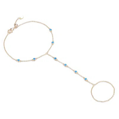 Kamaria Women's Eternal Line Hand Chain Bracelet With Opal - Blue Green