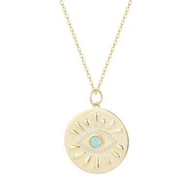 Kamaria Women's Evil Eye Opal Medallion Necklace - Light Green