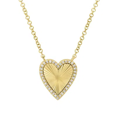 Kamaria Women's Fluted Heart Necklace With Diamonds In Gold