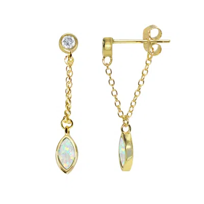 Kamaria Women's Full Swing Opal Earrings - White Gold