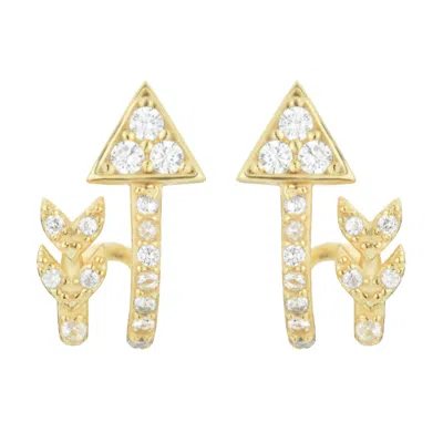 Kamaria Women's Gold Arrow Huggie Earrings With Crystals