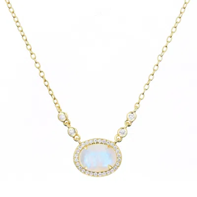 Kamaria Women's Gold Aura Rainbow Moonstone Drop Necklace