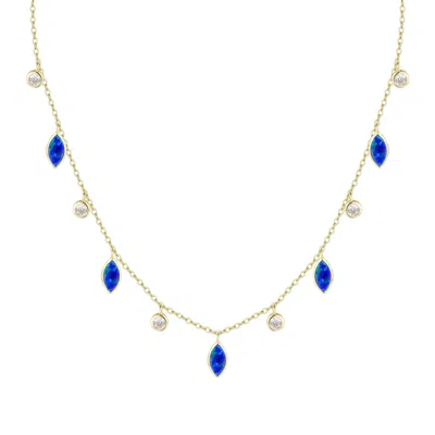 Kamaria Women's Gold / Blue Drops Of Spring Opal Necklace - Indigo In Multi