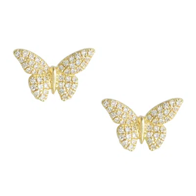 Kamaria Women's Gold Butterfly Stud Earrings With Diamonds