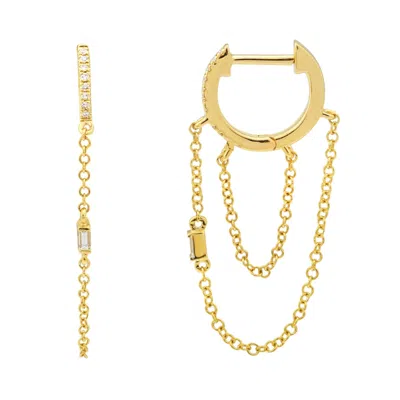 Kamaria Women's Gold Chain & Diamond Drop Huggie Earrings