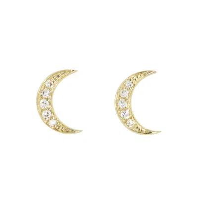 Kamaria Women's Gold Crescent Moon Diamond Stud Earrings