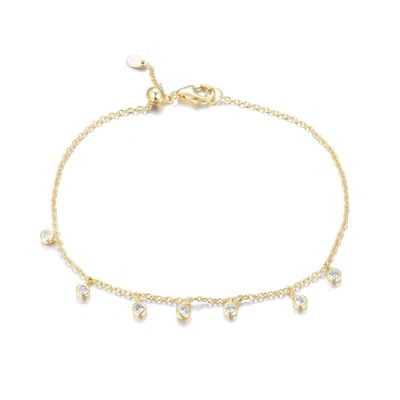 Kamaria Women's Gold Dew Drops Bracelet With Crystals
