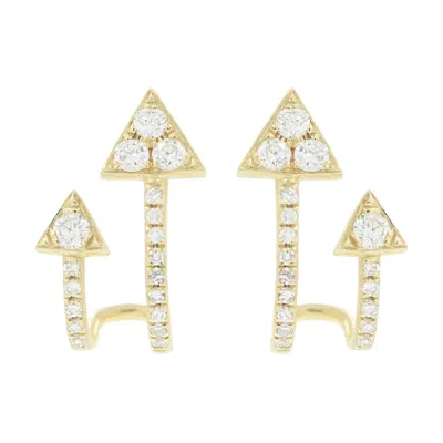 Kamaria Women's Gold Double Arrow Huggie Earrings With Diamonds