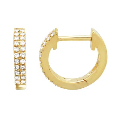 Kamaria Women's Gold Double Row Diamond Huggie Earrings