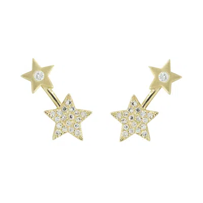 Kamaria Women's Gold Double Star Diamond Studs In Gray