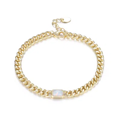 Kamaria Women's Gold Emerald Cut Opal Curb Chain Bracelet