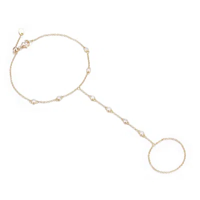 Kamaria Women's Gold Eternal Line Hand Chain Bracelet With Crystals