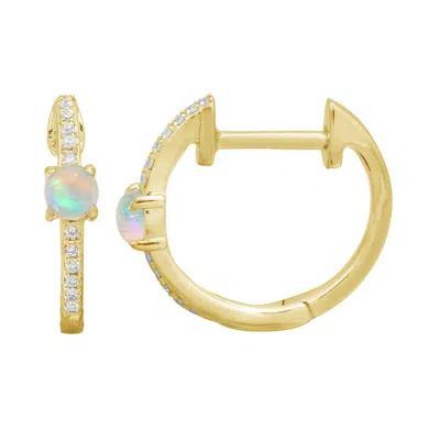 Kamaria Women's Gold Ethiopian Opal & Diamond Huggie Earrings