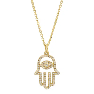Kamaria Women's Gold Evil Eye Hamsa Hand Necklace With Diamonds