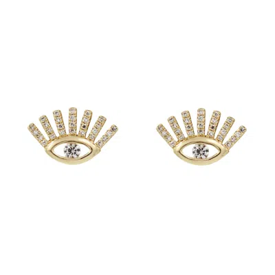 Kamaria Women's Gold Evil Eye Studs With Lashes